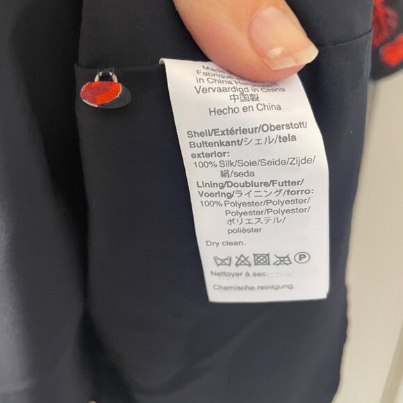 MADEWELL Silk Ruffle-Waist Dress in Windblown Poppies Size 2 - Picture 6 of 7